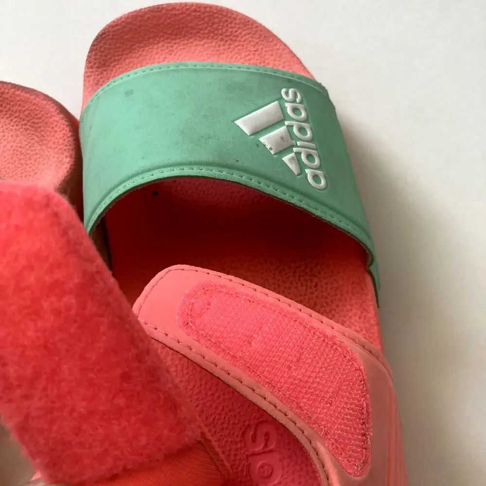 Adidas Adilette Sandals - Coral Pink Aqua Teal - 1